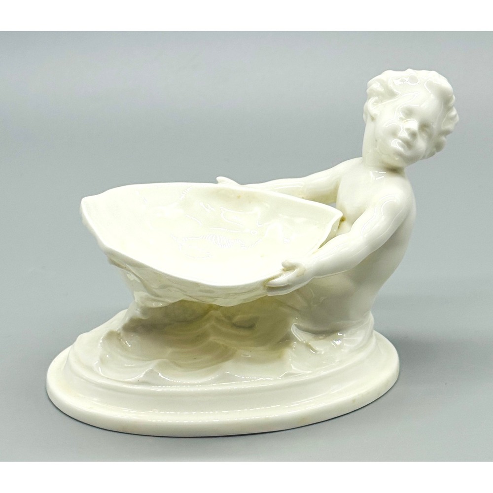 Royal Worcester Cherub Mermaid Holding Shell Salt Cellar Trinket‎ Soap Dish 349